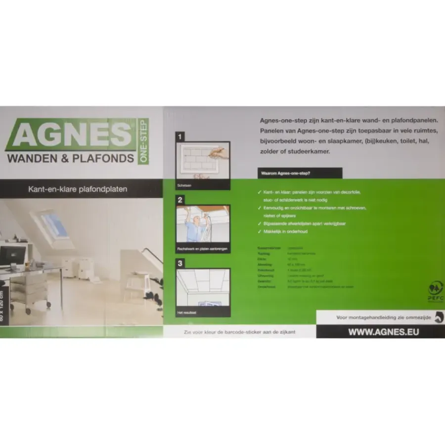 Agnes plafondplaat wit stuc 1200 x 600 x 12 mm 4 stuks New