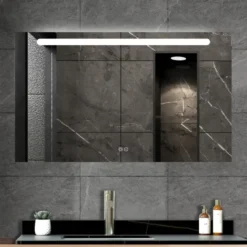 Atlantic badkamerspiegel Delon met verlichting rechthoek 60 x 100 cm chroom