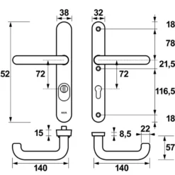 AXA veiligheidsbeslag Oval achterdeur zwart smal schild met SKG 3-sterren 72 mm Outlet