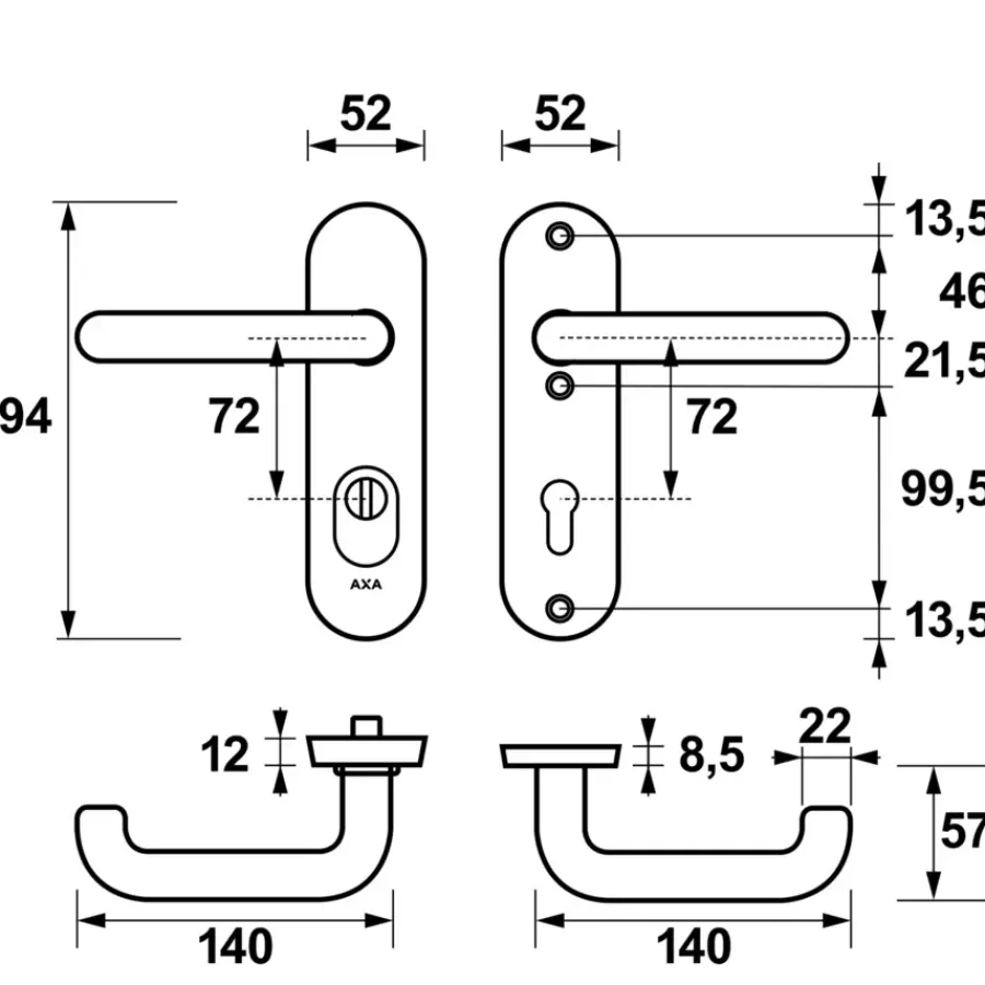 AXA veiligheidsbeslag Oval achterdeur aluminium kortschild met SKG 3-sterren 72 mm Sale