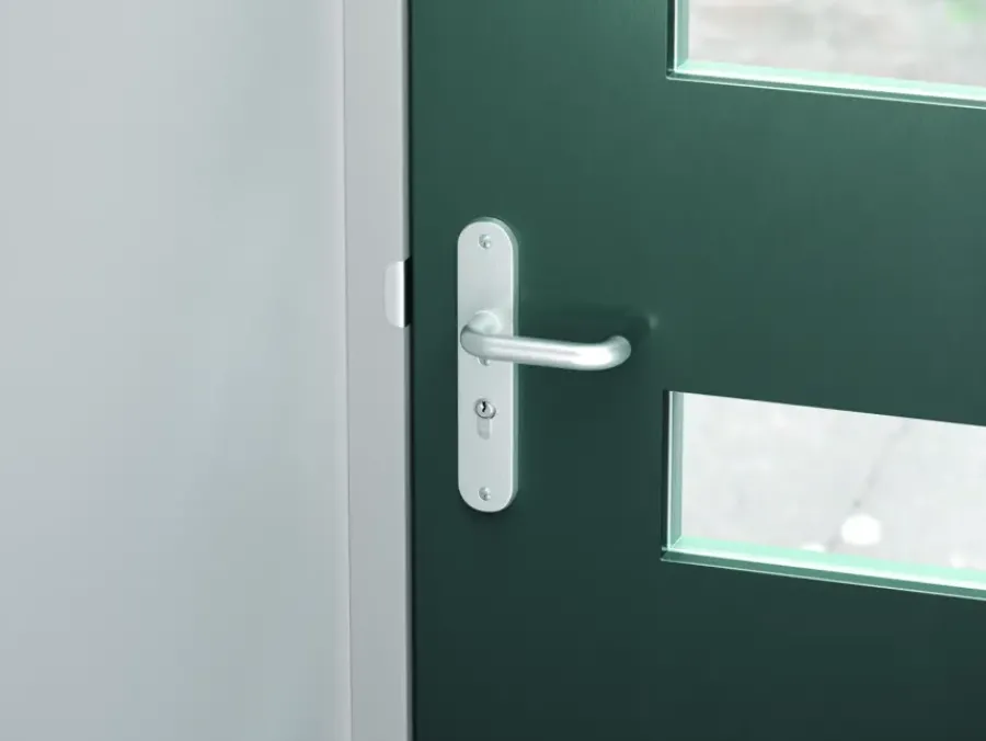 AXA veiligheidsbeslag Oval voordeur aluminium langschild met SKG 3-sterren 72 mm Best