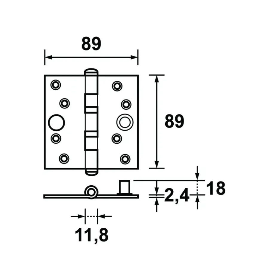 AXA veiligheidsscharnier kogellager SKG 3-sterren verzinkt 89x89 mm - 2 stuks