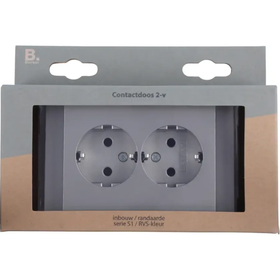 Berker K5 Dubbel Stopcontact Geaard RVS Online