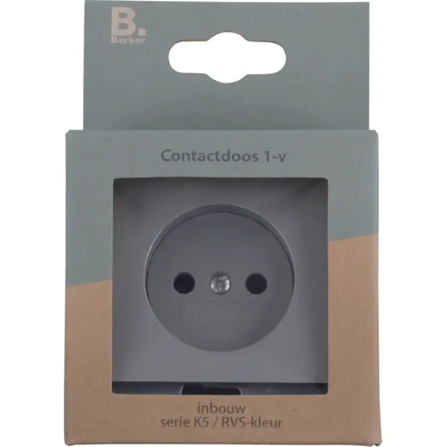 Berker K5 Enkel Stopcontact RVS New