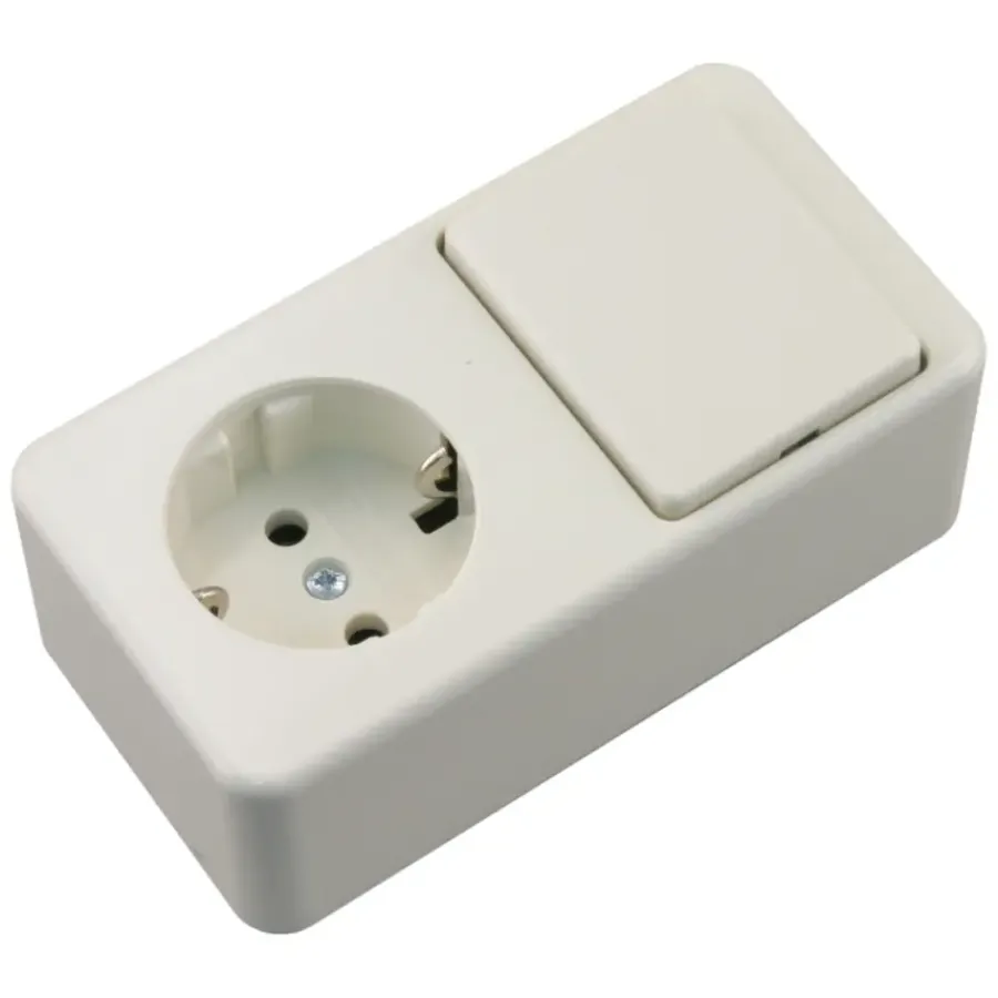 Berker Opbouw Enkel Geaard Stopcontact met Schakelaar Wit Sale