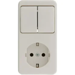Berker Opbouw Enkel Geaard Stopcontact met Serieschakelaar Wit Outlet
