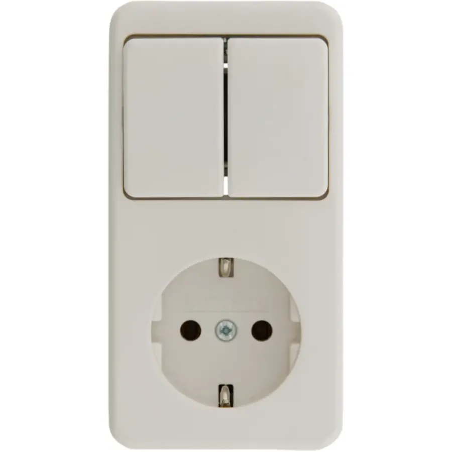 Berker Opbouw Enkel Geaard Stopcontact met Serieschakelaar Wit Outlet