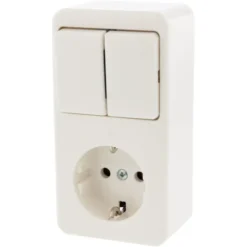 Berker Opbouw Enkel Geaard Stopcontact met Serieschakelaar Wit Outlet