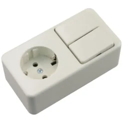 Berker Opbouw Enkel Geaard Stopcontact met Serieschakelaar Wit Outlet
