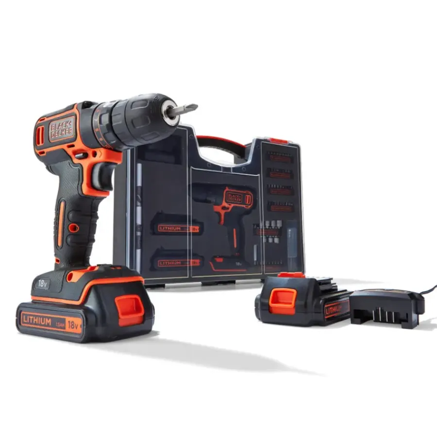 BLACK+DECKER accuboormachine BDC718AS2O-QW + 80-delige accessoireset Discount