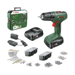 Bosch 18V accuboormachine EasyDrill Systeembox met 241 accessoires (incl. 2 accu's 1.5Ah + lader) New