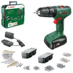 Bosch 18V klopboor EasyImpact incl. 1.5Ah accu+lader en 241-delige accessoireset in luxe koffer Outlet