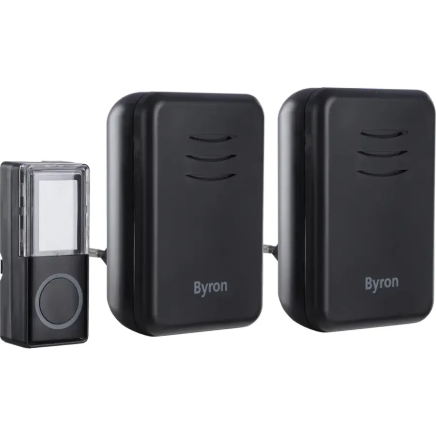 Byron DBY-22354 Draadloze deurbel Complete set 150m Zwart Outlet