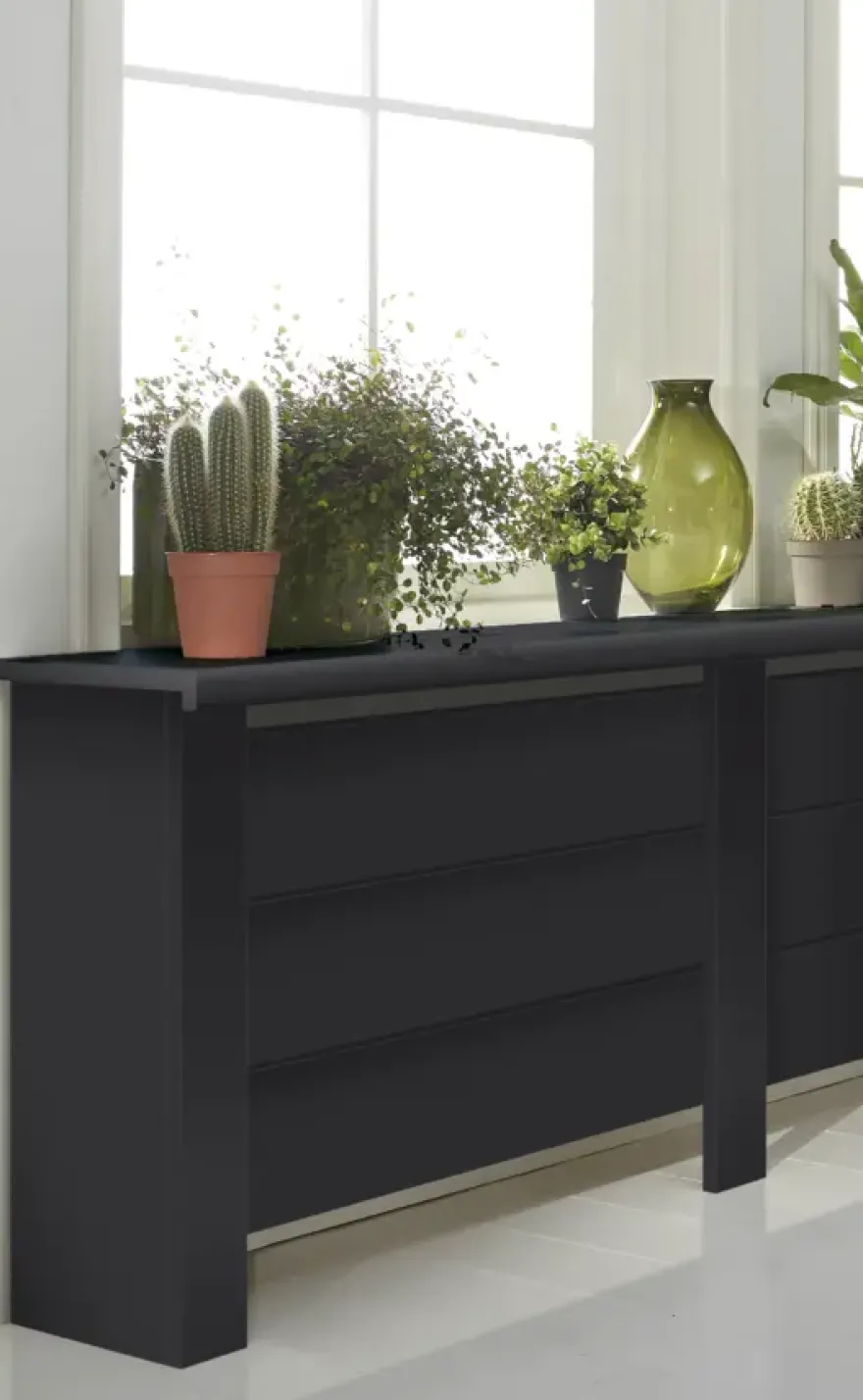 CanDo Radiatorpaneel Mix&Match Zwart MDF 100x20 cm