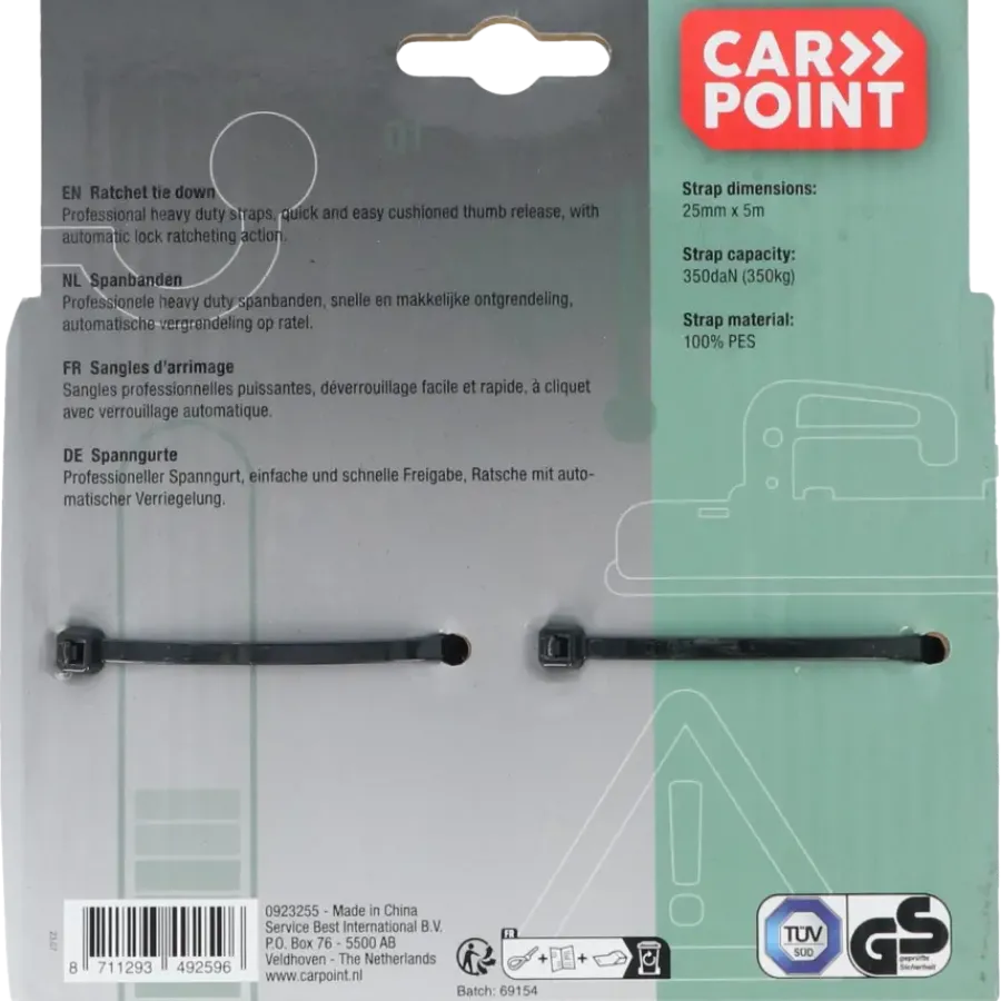 Carpoint Spanbandenset luxe met ratel 2 x 5 meter Best