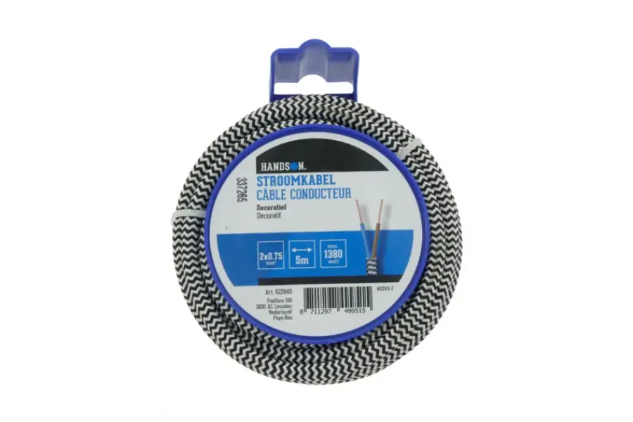 Handson Decoratief Snoer 2 x 0,75mm2 Zwart/ Wit 5 Meter Hot
