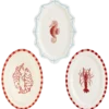 Dienblad ovaal rood 3 assorti - l44xb30xh3cm