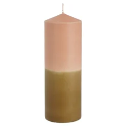 Dip-dye kaars stearine roze bruin- h20xd7cm