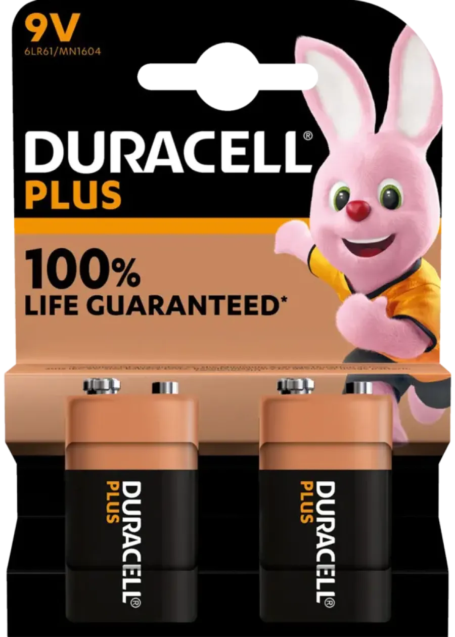 Duracell Batterij 9V Alkaline AA Plus 2 stuks Clearance