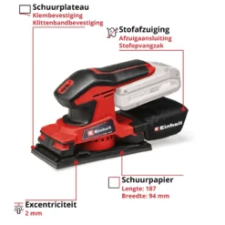 EINHELL 18V vlakschuurmachine TC-OS 18/187 LI (zonder accu) Hot