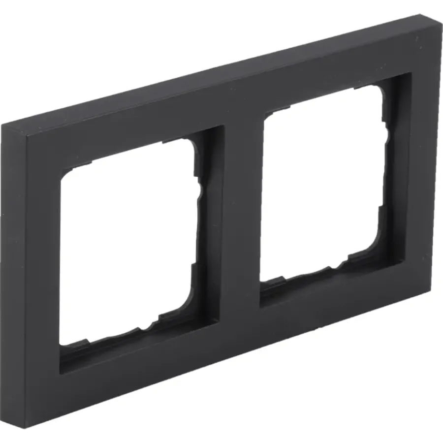 Gira E2 Afdekraam 2-Voudig Mat Zwart Clearance
