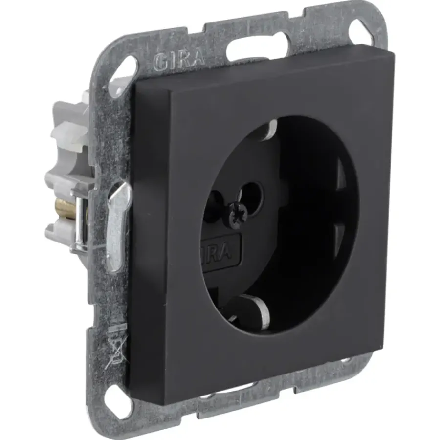 Gira E2 Inbouw Enkel Geaard Stopcontact Mat Zwart Best
