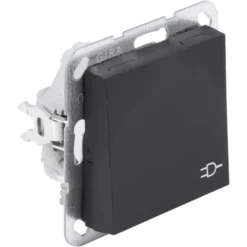 Gira E2 Inbouw Enkel Geaard Stopcontact met Klepje Mat Zwart Outlet