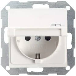 Gira ST55 inbouw enkel geaard stopcontact met klep wit Sale