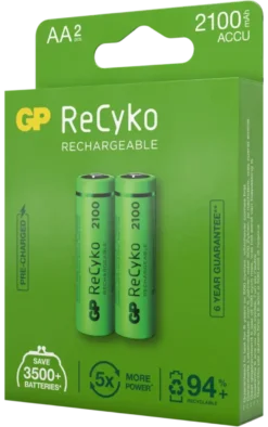 GP Batterij Oplaadbaar AA NiMH 2100mAh ReCyko 1,2V 2 Stuks