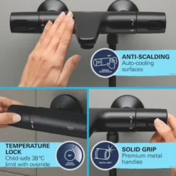 Grohe Thermostatische Badkraan Precision Trend met omstel 15cm Mat Zwart