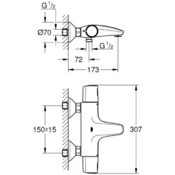 Grohe Thermostatische Badkraan Precision Trend met omstel 15cm Mat Zwart