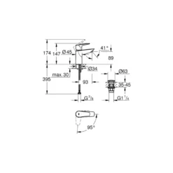 Grohe wastafelkraan Start edge S-size QuickFix chroom