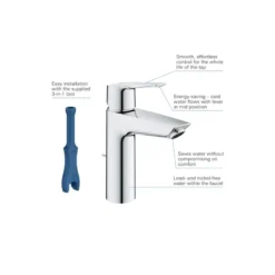 Grohe wastafelkraan start M-size met waste Quickfix chroom