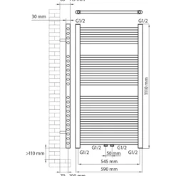 Haceka designradiator Gobi chroom 1110 mm x 590 mm