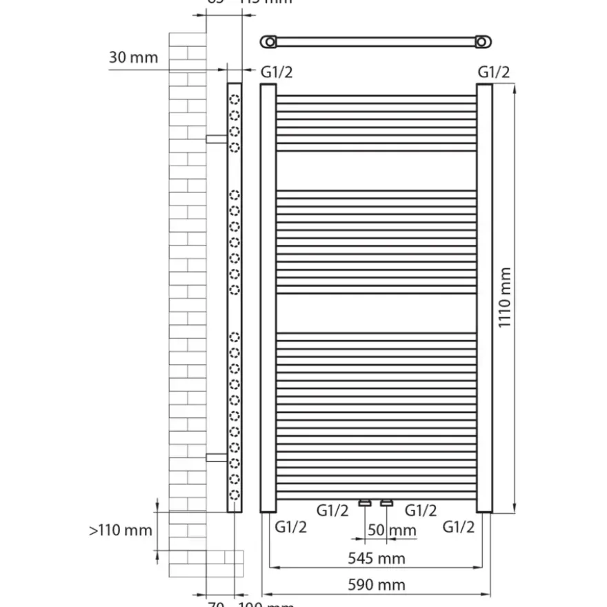 Haceka design radiator Gobi wit 6-punts 111 x 59 cm