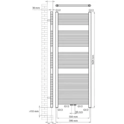Haceka design radiator Gobi wit 6-punts 162 x 59 cm