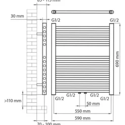 Haceka design radiator Gobi zwart 6-punts 69 x 59 cm