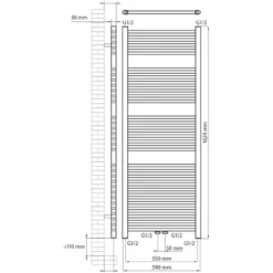 Haceka design radiator Gobi zwart 6-punts 162 x 59 cm