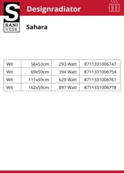 Haceka design radiator Sahara wit opbouw 56 x 53 cm