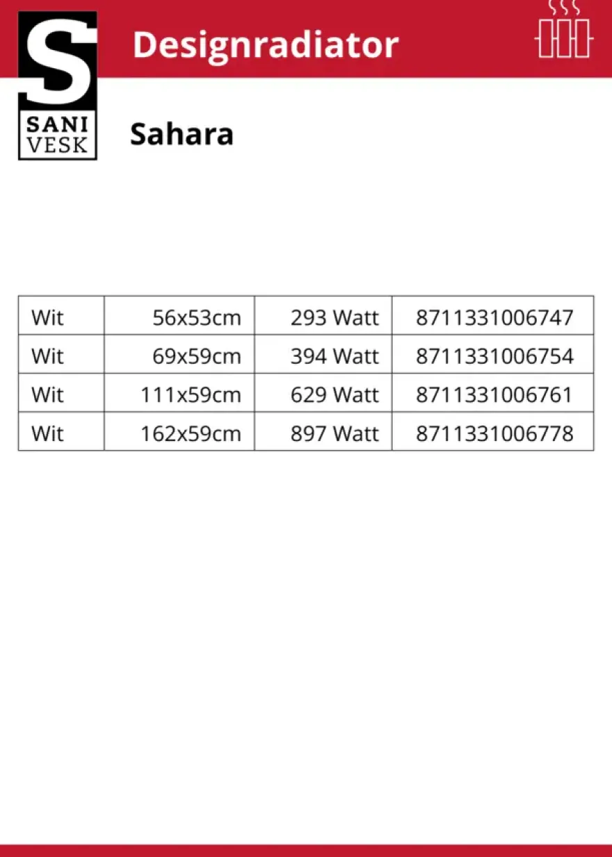 Haceka design radiator Sahara wit opbouw 56 x 53 cm
