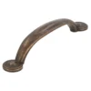 Handgreep Fleur messing antiek 96mm
