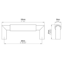 Handgreep Jara zwart 96mm
