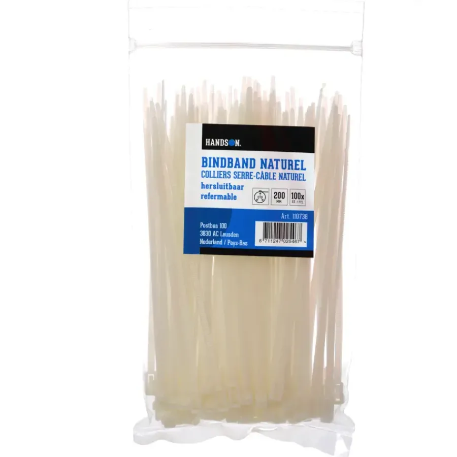 Handson Bindband Hersluitbaar Wit 200 mm (100 Stuks) Clearance