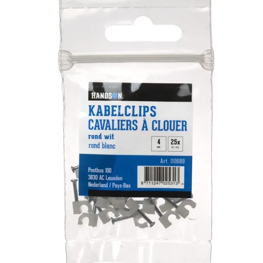 Handson kabelclip rond wit 4mm (25 stuks)