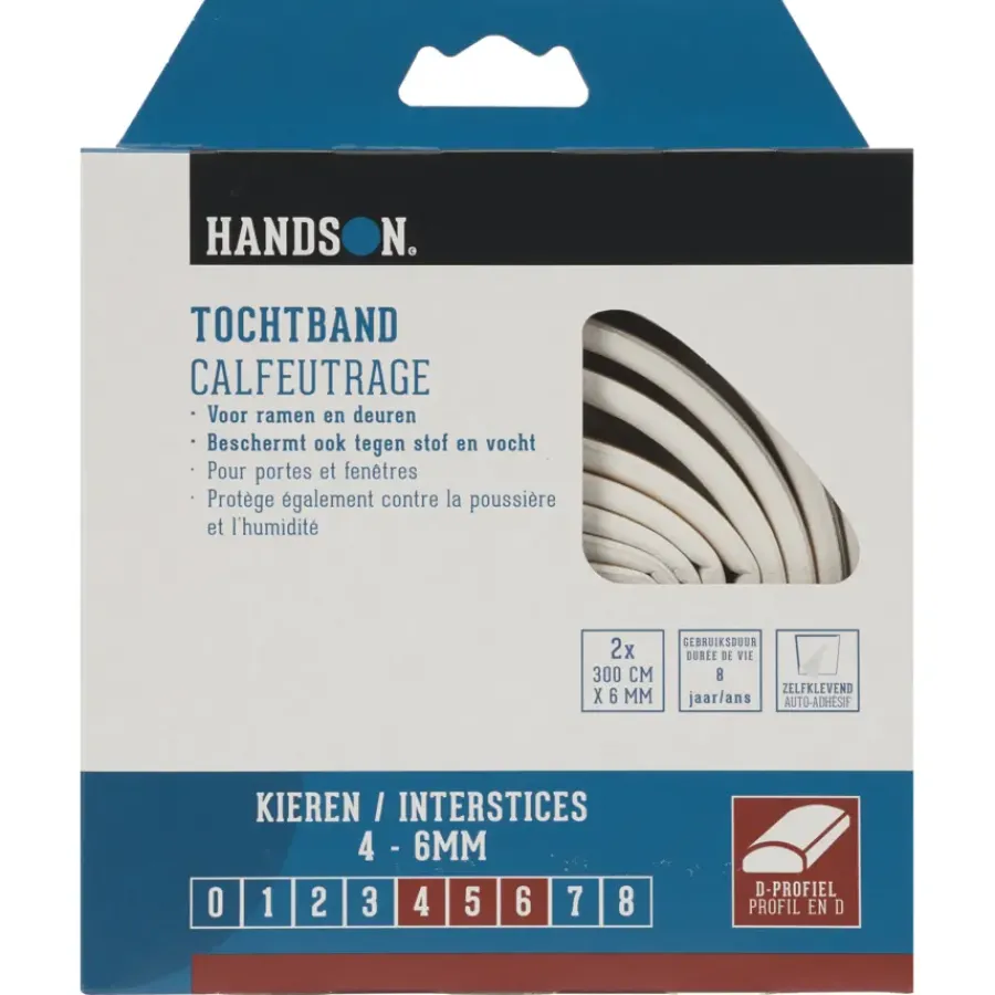 Handson tochtband D-profiel EPDM rubber wit 3 meter 2 stuks Sale