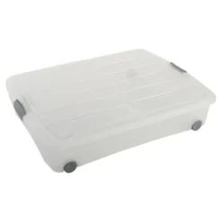 Iris Bedrollerbox click 50 liter transparant met grijze clips inclusief deksel