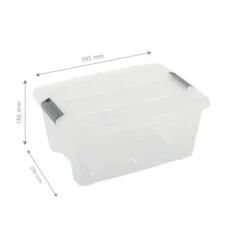 Iris opbergbox Click New Top box 15 liter transparant met grijze clips en deksel