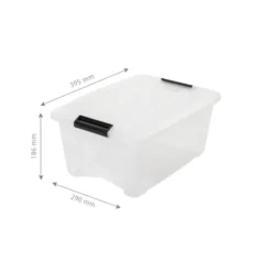 Iris opbergbox Click New Top box 15 liter transparant met grijze clips en deksel