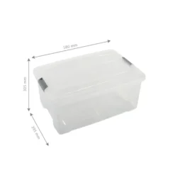 Iris opbergbox Click Topbox 45 liter transparant met grijze clips en deksel