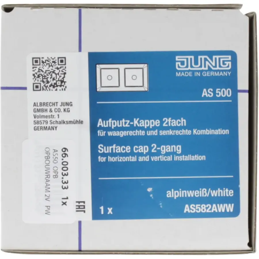 JUNG AS500 Opbouwraam 2-voudig Wit Discount